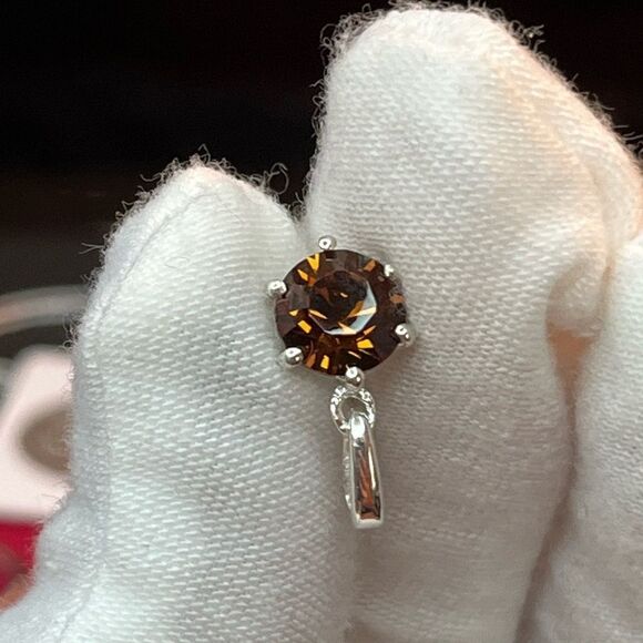 Swarovski Smoked Topaz Ring 7 & Pendant Necklace Set 20” Sterling Chain - Picture 7 of 10